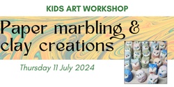 Banner image for Kids art workshop PAPER MARBLING & CLAY CREATIONS