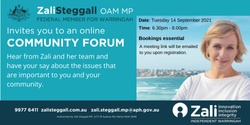 Banner image for Online Community Forum with Zali Steggall MP
