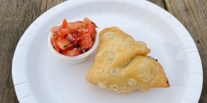 NEPALESE STATION | Samosa Spiced potatoes & vegetables wrapped in flaky pastry, spicy or mild achar dipping sauce 