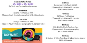 Festival Raffle Tickets 3 for $10