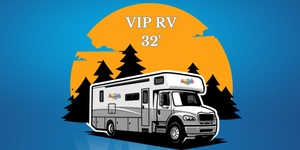 32' VIP RV Experience - Includes (1) 32' RV Rental, (1) Electric / Water Site, Access to VIP Runner (VIP Runner will pick up grocery orders for VIP's once each day at Noon), (4) Limited Edition T-Shirts, (4) Limited Edition Screen Prints & (4) Wednesday access passes