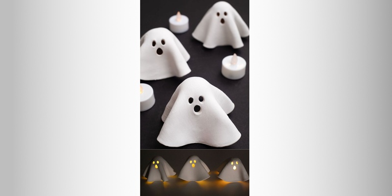 Clay Ghost Tea Light Candle Holders