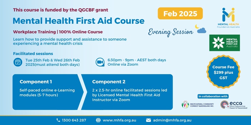 Online Mental Health First Aid Course - February 2025 (Evening sessions - 3)