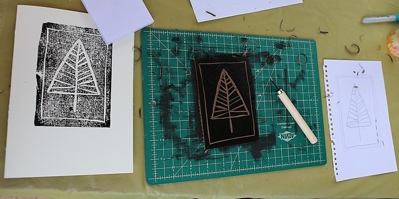 Linocut Greeting Cards with Emilie