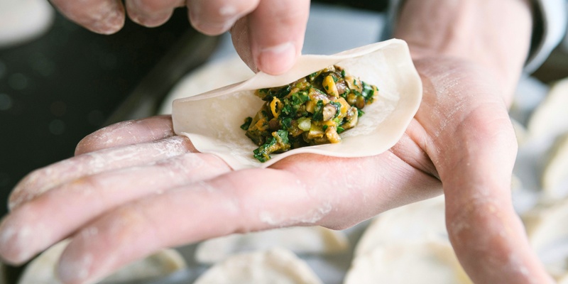 Vegetarian Potsticker Dumplings with Qing