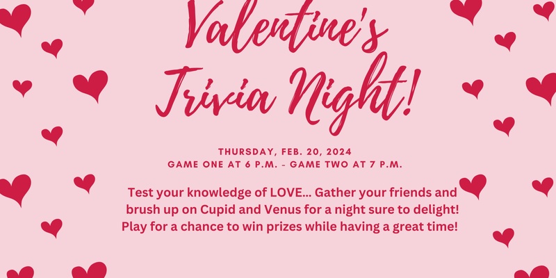 Valentines LIVE Trivia at the Michigan Wine and Beer Portal, Thursday, February 20, 2025! Game one at 6 p.m. and Game two at 7 p.m.