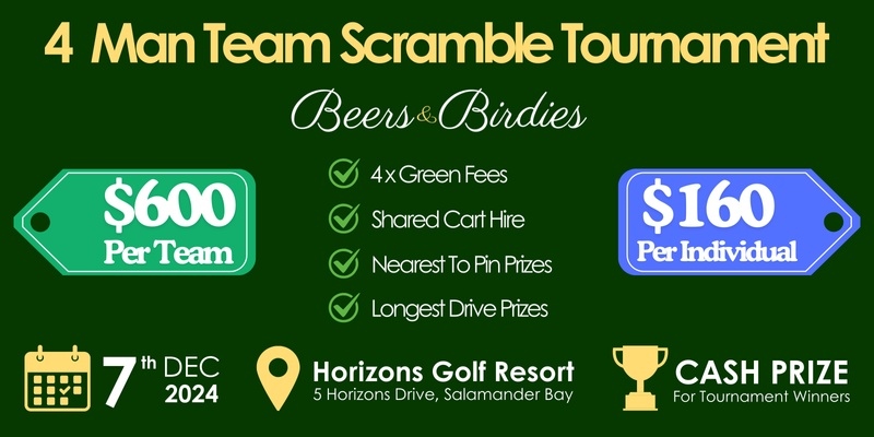 4 Person Scramble Tournament with Epic Prizes! Horizons Golf Resort