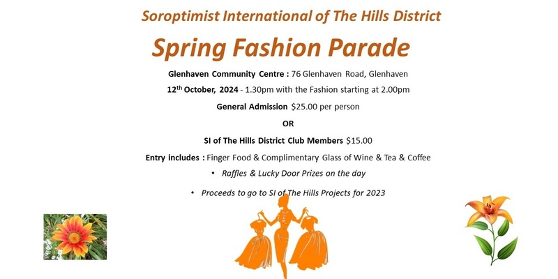 Soroptimist International of The Hills - FASHION PARADE OCTOBER 2024