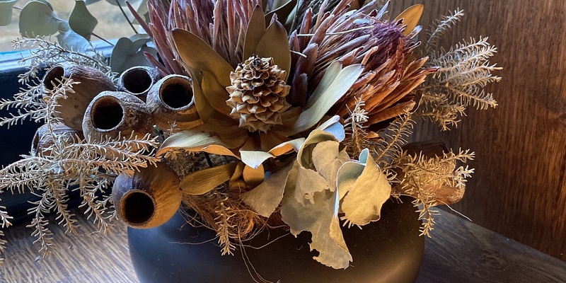 Dried Flower Arrangement in Decorative Pot