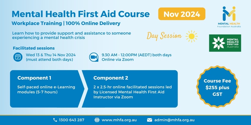 Online Mental Health First Aid Course - November 2024 (Morning sessions) (1)