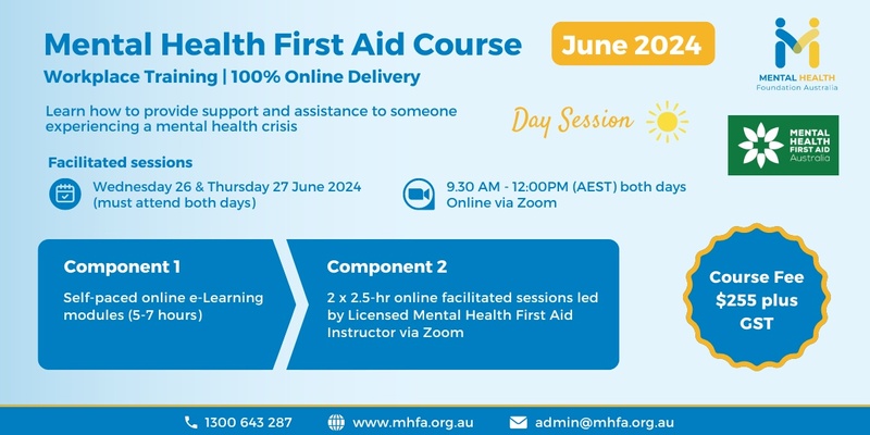 Online Mental Health First Aid Course - June 2024 (2) (Morning sessions)