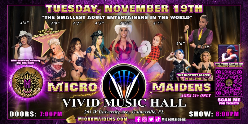 Gainesville, FL - Micro Maidens: Dwarf Dancers @ Vivid Music Hall "The Only Micro Revue in the World!"