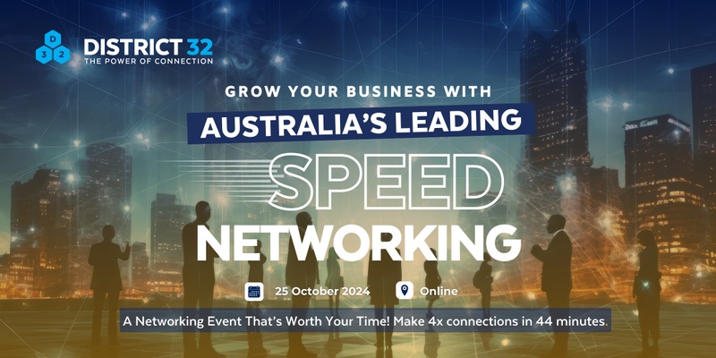 Australia’s Leading Speed Networking Event – Online – Fri 25 Oct