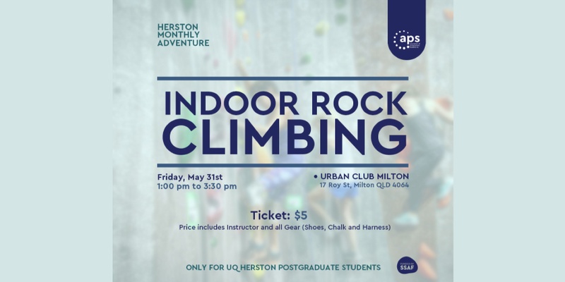 Climbing Adventure for UQ Postgraduate Herston Students