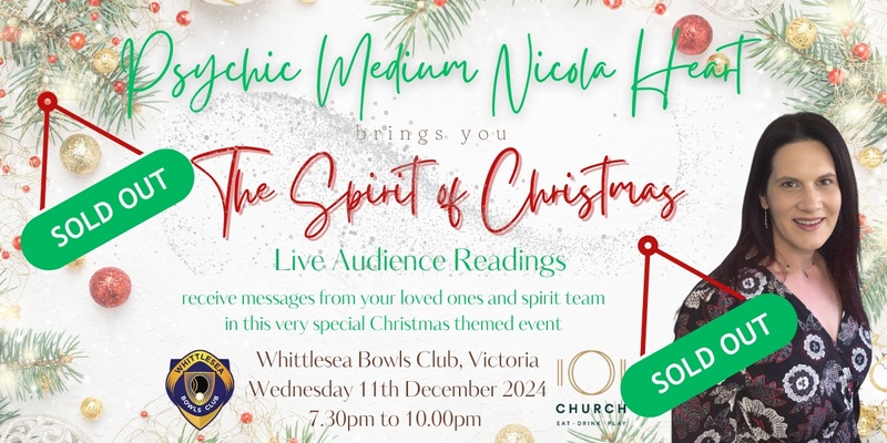 SOLD OUT | The Spirit of Christmas in Whittlesea - Psychic Medium Nicola Heart - Live Audience