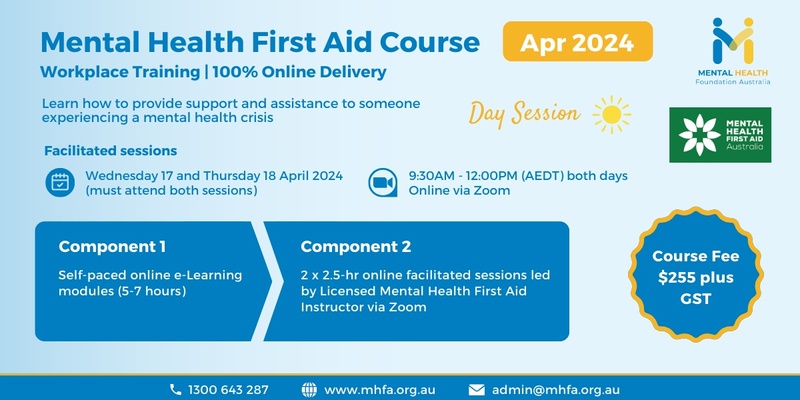 (SOLD OUT) Online Mental Health First Aid Course - April 2024