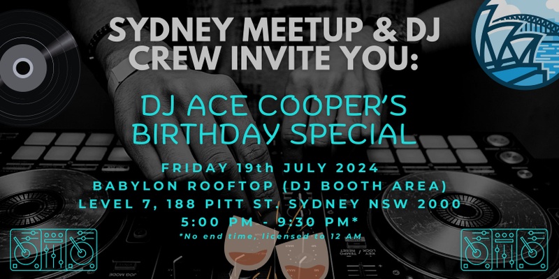FREE Sydney Meetup: Drinks & DJs at Babylon Rooftop (Birthday Special)