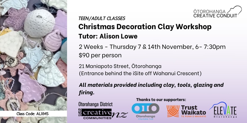 Christmas Decoration Clay Workshop with Alison Lowe (Workshop Code ALXMS)