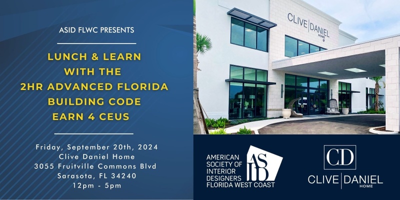 Designer Lunch and Learn:  2hr Advanced Florida Building Code + 2 Bonus CEUs