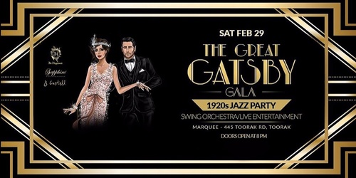 The GREAT GATSBY GALA 1920s Jazz Latin Forr Party Humanitix