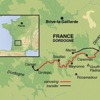 tourhub | Exodus Adventure Travels | Canoeing on the Dordogne | Tour Map