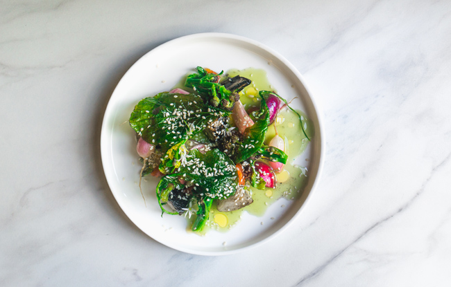 Spring vegetables: cucumber, turnip, radish, sesame