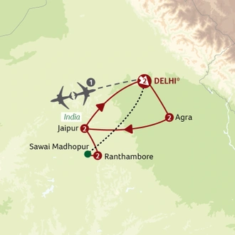 tourhub | Titan Travel | India's Golden Triangle | Tour Map