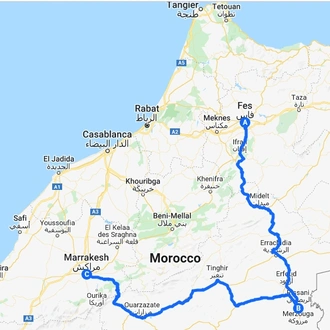 tourhub | Morocco Private Tours | 3 days desert tour from Fes to Marrakech. | Tour Map