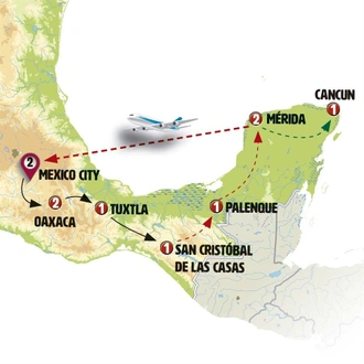 tourhub | Europamundo | From Mexico City to Cancun | Tour Map