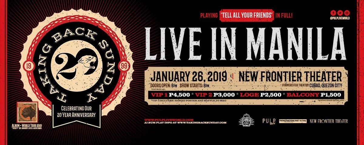 Taking Back Sunday Live In Manila: 20th Anniversary Tour 