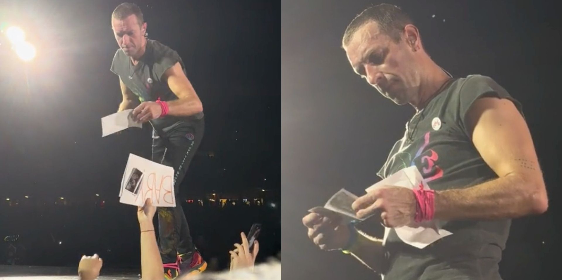 Coldplay's Chris Martin helps fans with gender reveal at Singapore concert: "It's a girl!"