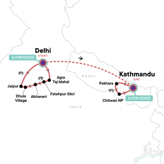 tourhub | G Adventures | India & Nepal Adventure | Tour Map