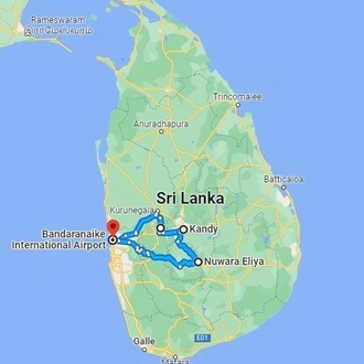 tourhub | Sign of Lanka | 4 Nights 5 Days-Muslim Halal tour with Nuwara Eliya | Tour Map