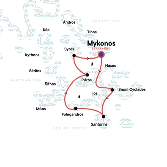tourhub | G Adventures | Sailing Greece - Mykonos to Mykonos | Tour Map