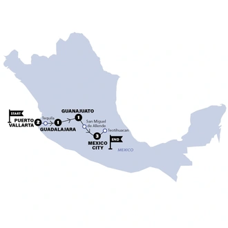 tourhub | Contiki | Mexican Fiesta | Tour Map