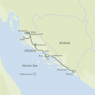 tourhub | Exodus | Croatia: Islands & Mountains | Tour Map