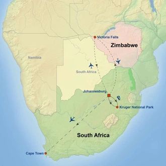 tourhub | Indus Travels | Jewels of South Africa | Tour Map