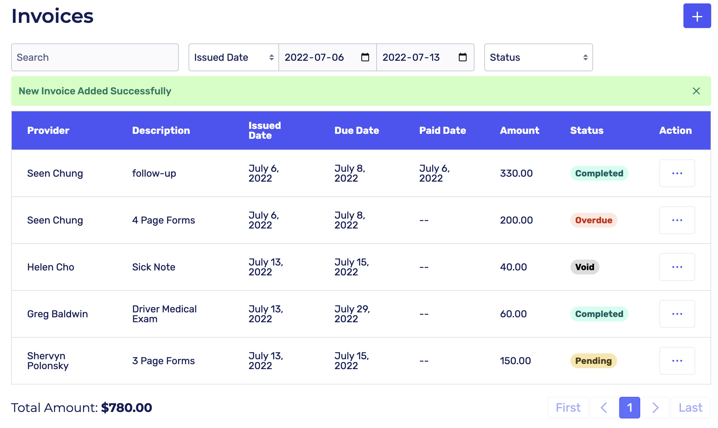 View invoice history with EMR plug in