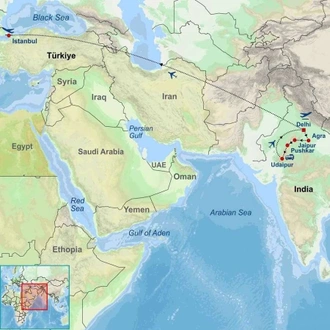 tourhub | Indus Travels | Majestic India and Istanbul | Tour Map