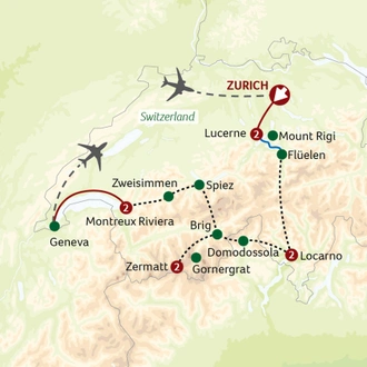 tourhub | Saga Holidays | Grand Tour of Switzerland | Tour Map