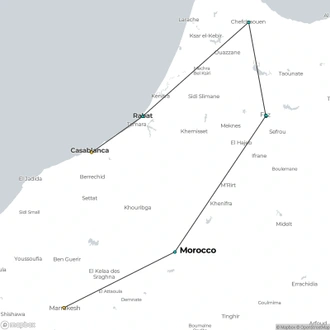 tourhub | Today Voyages | Imperial Cities of Morocco from Casablanca 9 Days, Private tour | Tour Map