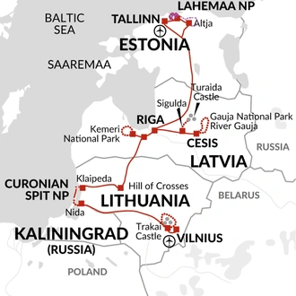 tourhub | Explore! | Estonia, Latvia and Lithuania on Foot | Tour Map