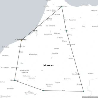 tourhub | Morocco Premium Tours | Expedition Through Morocco: From Casablanca to the Desert and Back | Tour Map