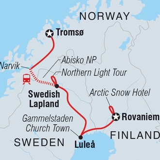 tourhub | Intrepid Travel | Northern Scandinavia in Winter | Tour Map