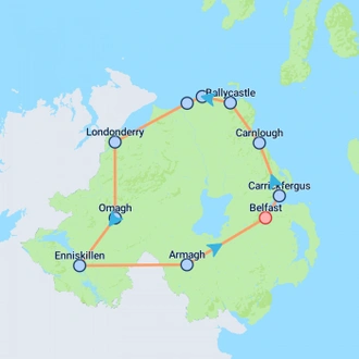 tourhub | On The Go Tours | Giant's Causeway & Derry - 3 days | Tour Map