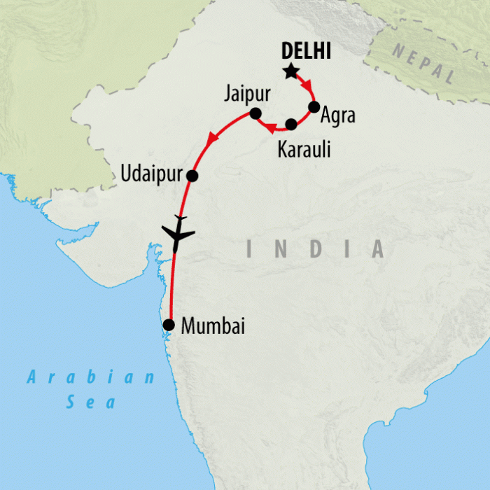 tourhub | On The Go Tours | Passage to India end in Mumbai - 12 days | Tour Map