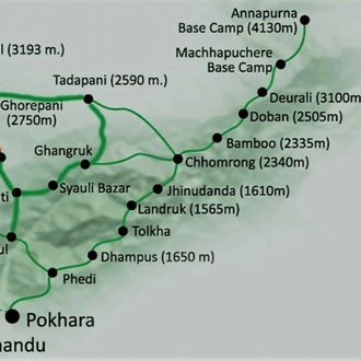 tourhub | Nepal Hiking | 9 Nights/10 Days - Explore Nepal's Natural Wonders | Tour Map