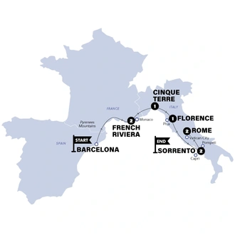 tourhub | Contiki | Barcelona to Rome Quest | Tour Map