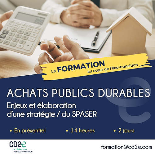 Représentation de la formation : Achats publics durables : enjeux et élaboration d’une stratégie / du SPASER 