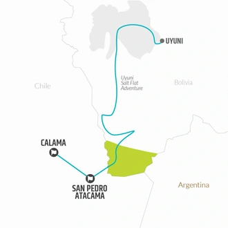 tourhub | Bamba Travel | Atacama & Uyuni Salt Flats Adventure 7D/6N | Tour Map